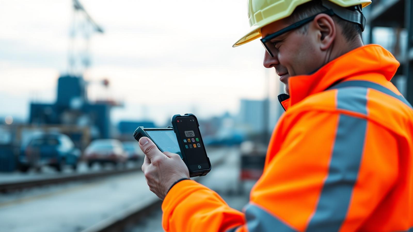 Australian frontline worker completing a short safety check-in on a mobile device